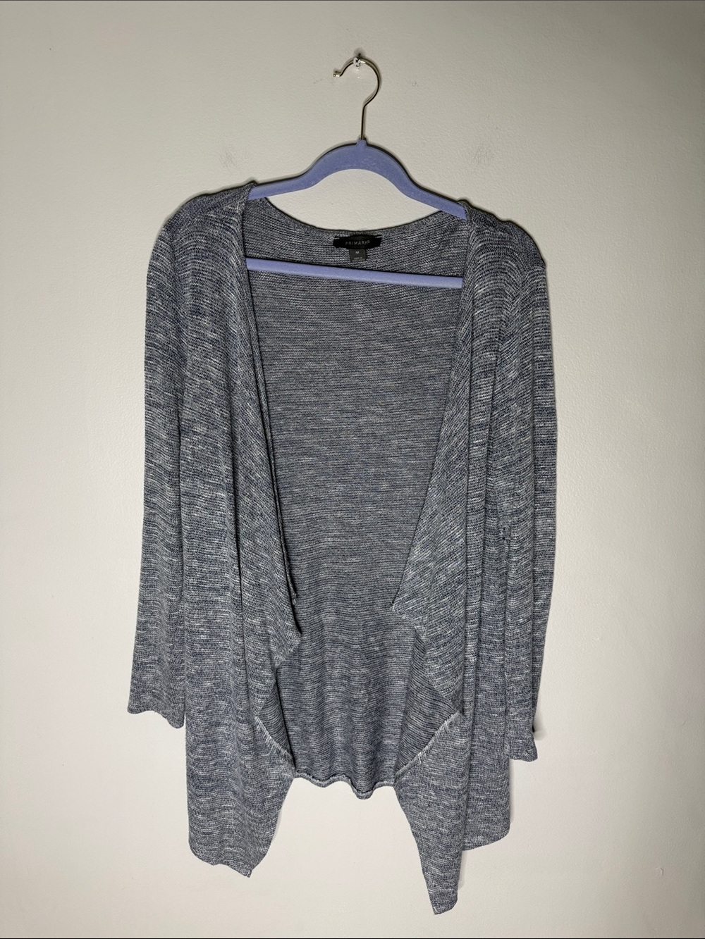 Primark Light Heather Gray / Blue Open Front Women's Cardigan Sweater Medium